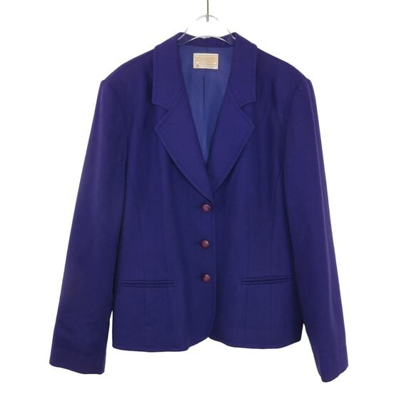 Vintage Pendleton Purple Blazer Jacket Wool Large Retro - Picture 1 of 5